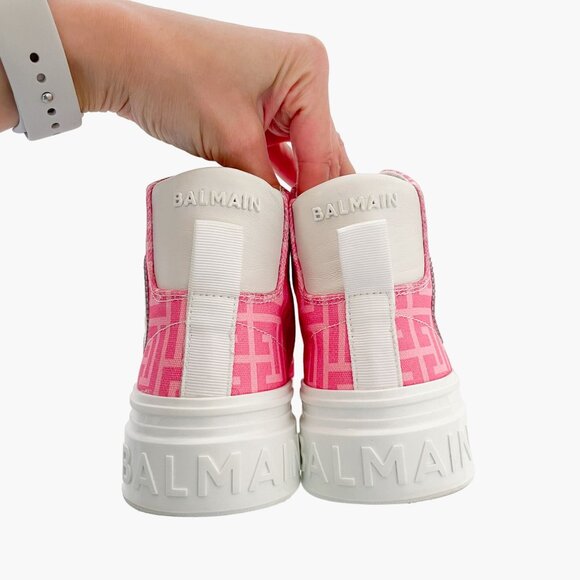 Balmain x Barbie B-Court Sneakers EU 36 US 6 Pink High Top Lace Up Booties - Picture 6 of 13